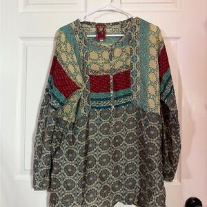 Johnny Was Multicolor Patchwork Blouse